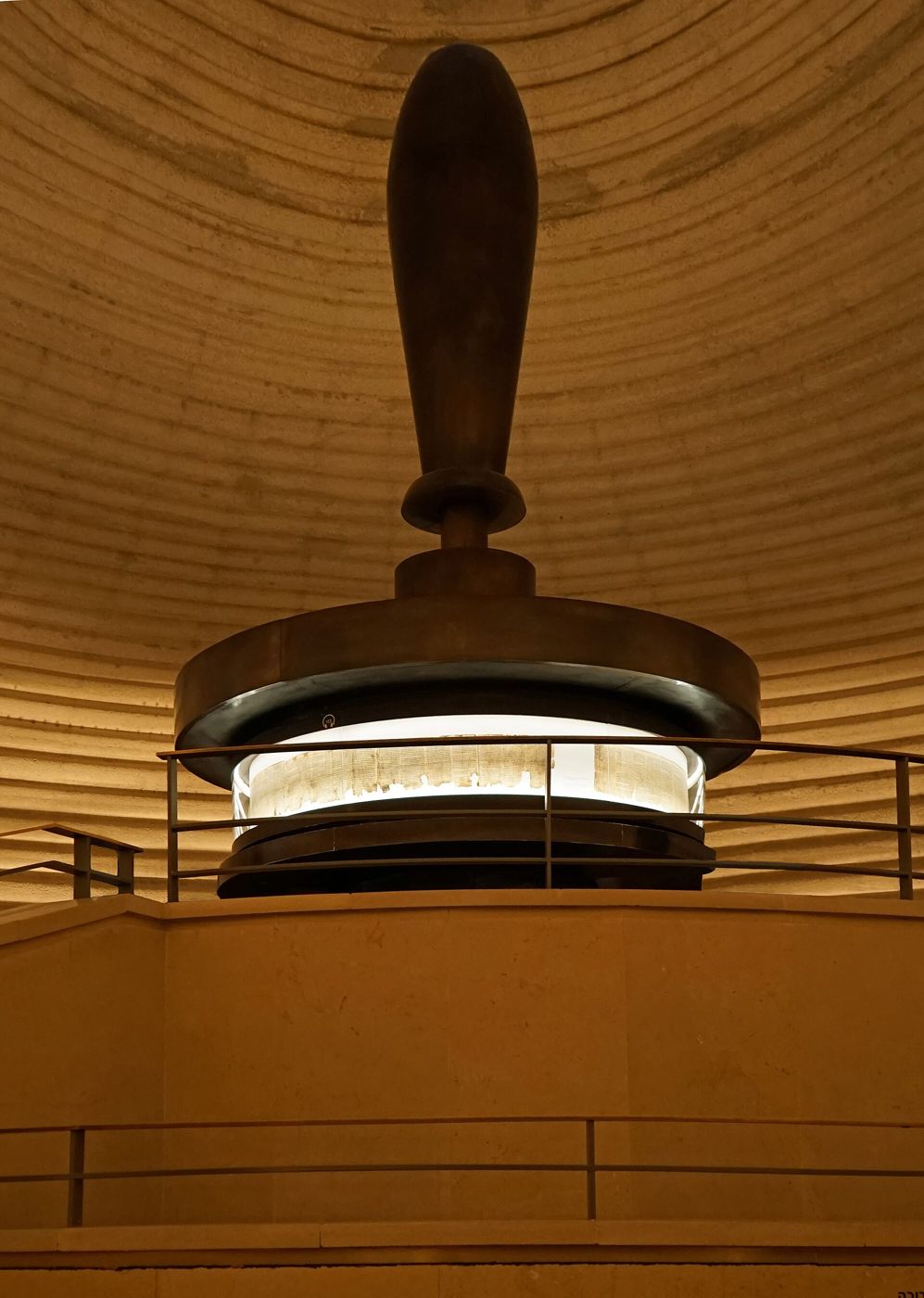 "The Great Isaiah Scroll, on its stand at the Shrine of the Book, Jerusalem — the oldest complete copy of any biblical book, and already, ce