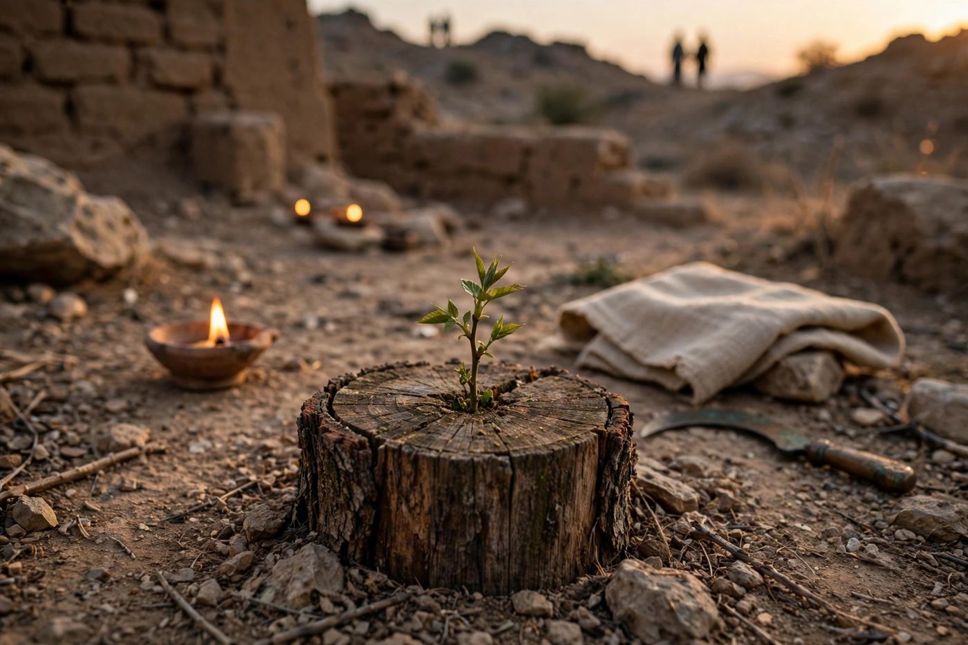 "The Branch — God's future after the felling is not built. It grows. (Created image.)"