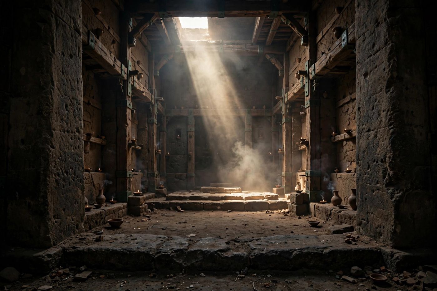 "The house was filled with smoke, and the thresholds shook. The throne is shown by light and space — this study portrays no figure for God.