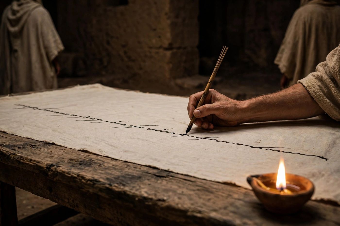 "Take thee a great roll, and write in it with a man's pen (8:1) — the prophecy made public, witnessed, and impossible to take back. (Created