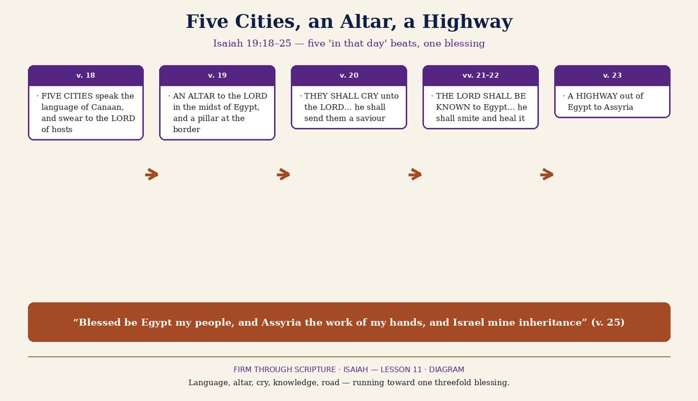 Five Cities, an Altar, a Highway — Isaiah 19:18–25.