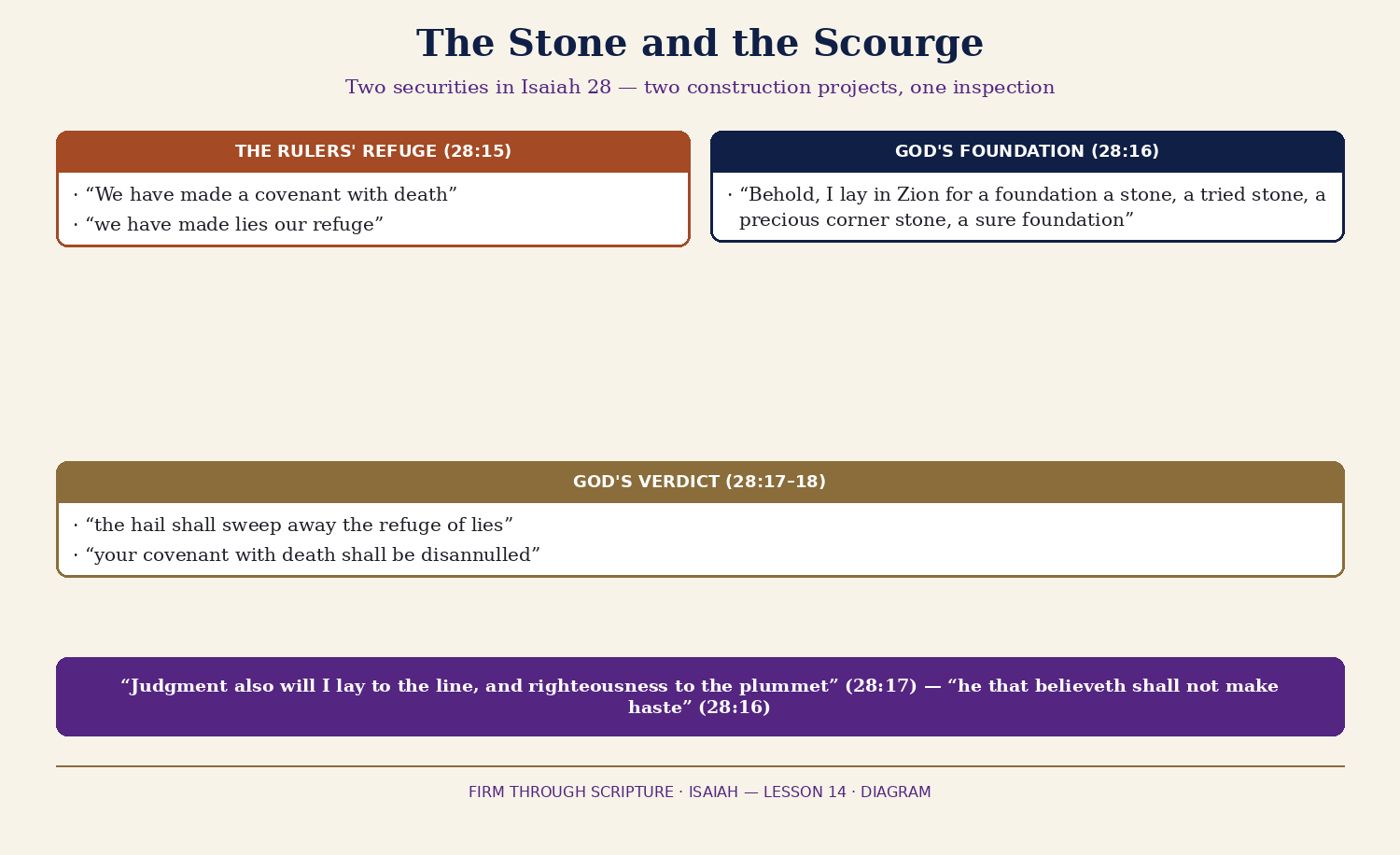The Stone and the Scourge — two securities in Isaiah 28.
