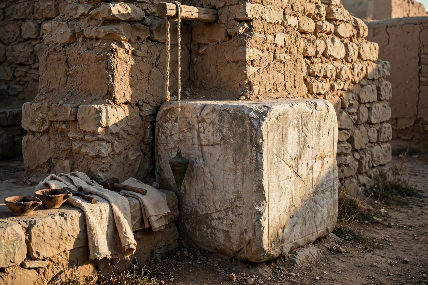 "A tried stone, a precious corner stone, a sure foundation (28:16) — placed first, and everything else measured from it. (Created image.)"