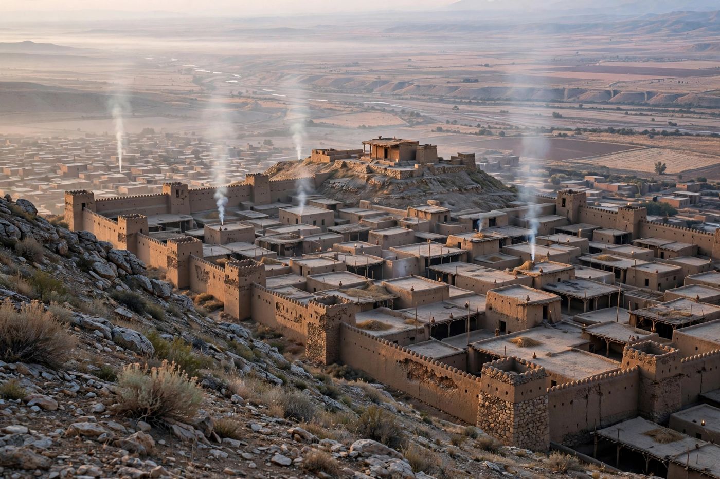 "Look upon Zion… a quiet habitation (33:20) — Jerusalem seen from the far side of terror, in morning light. (Created image.)"