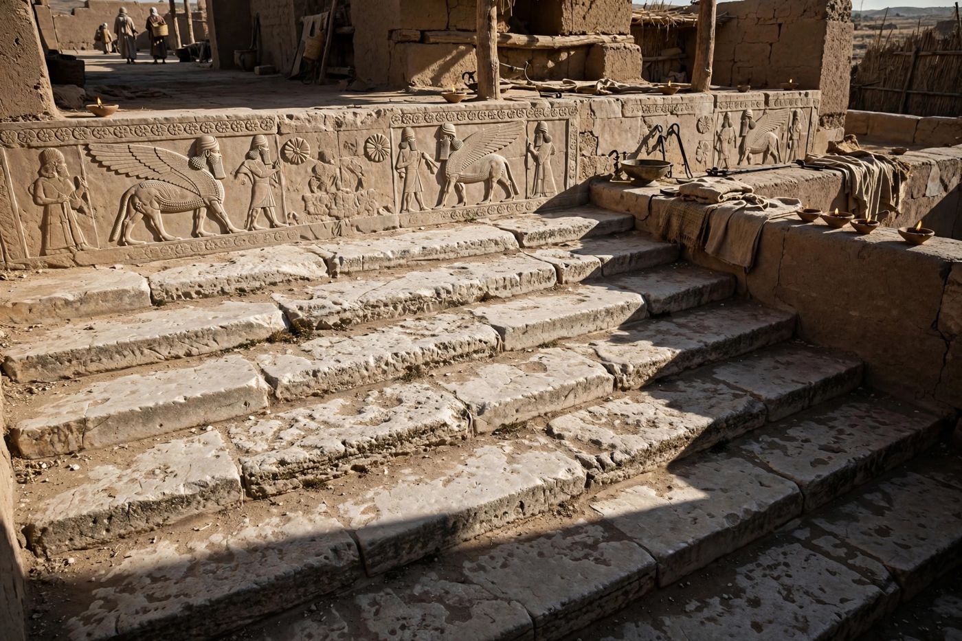 "Ten degrees backward on the steps of Ahaz — the sign was not the healing but the signature under the promise (Isaiah 38:8). (Created image.
