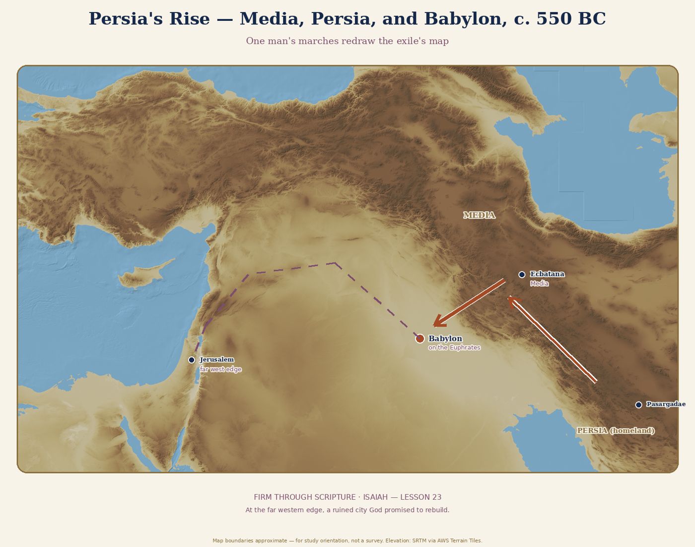 Persia's Rise — Media, Persia, and Babylon, c. 550 BC.
