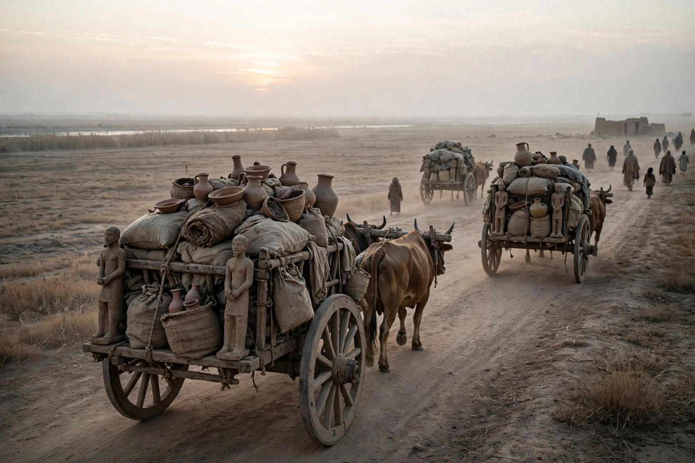 "Their idols were upon the beasts, and upon the cattle" — Babylon's gods leaving Babylon as luggage. (46:1–2) (Created image.)"
