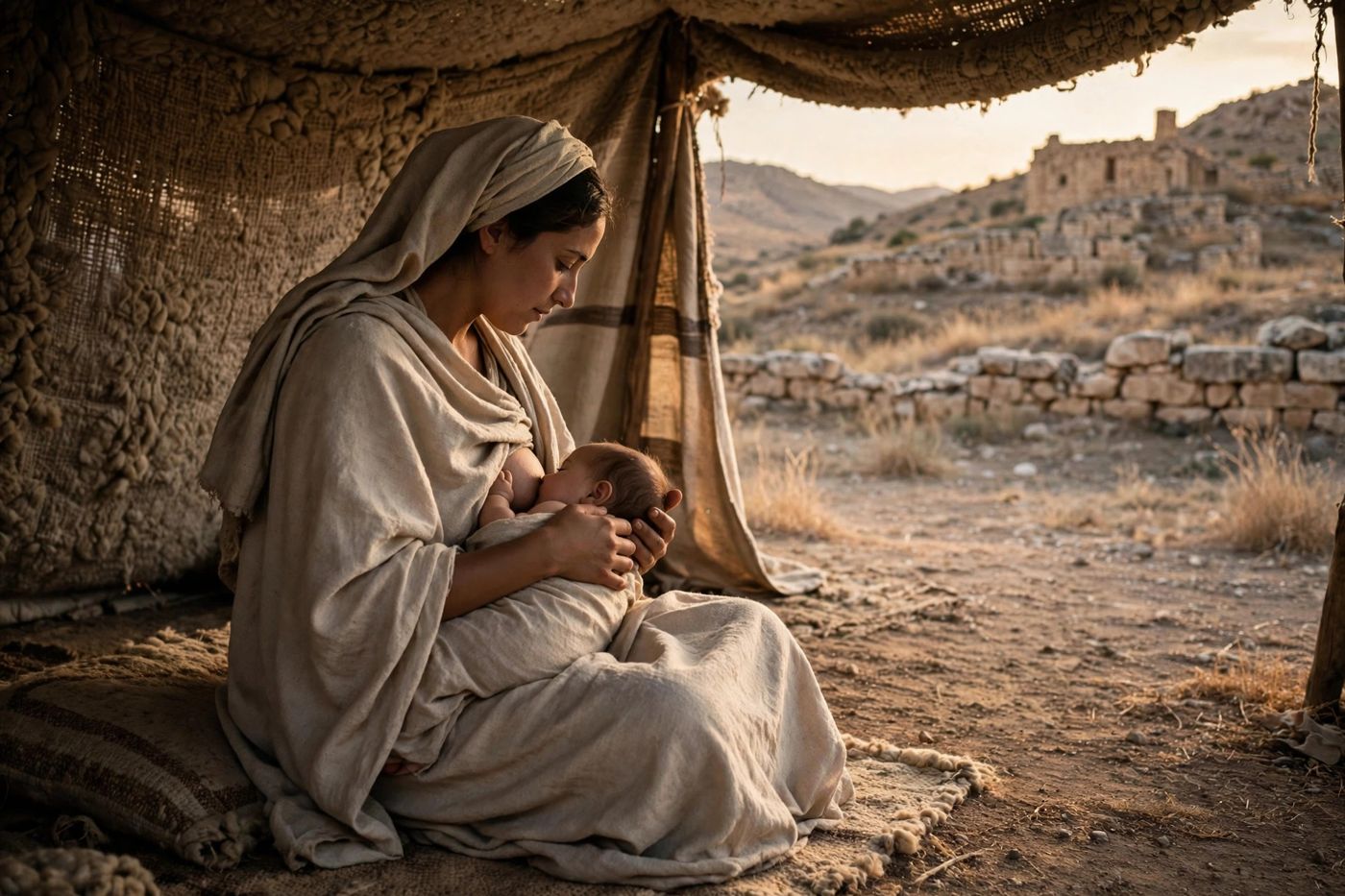 "Can a woman forget her sucking child? God's answer begins with the strongest bond His hearers knew — and then goes past it. (Created image.