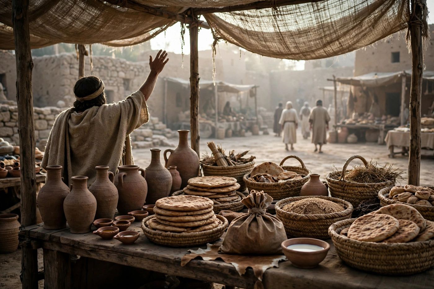"Ho, every one that thirsteth, come ye to the waters… buy wine and milk without money and without price (55:1). (Created image.)"