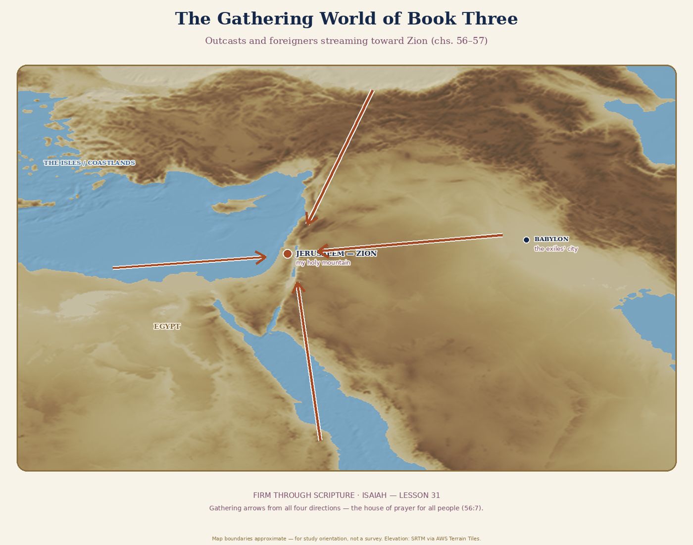 The Gathering World of Book Three — Outcasts and Foreigners Streaming Toward Zion (Isaiah 56–57).